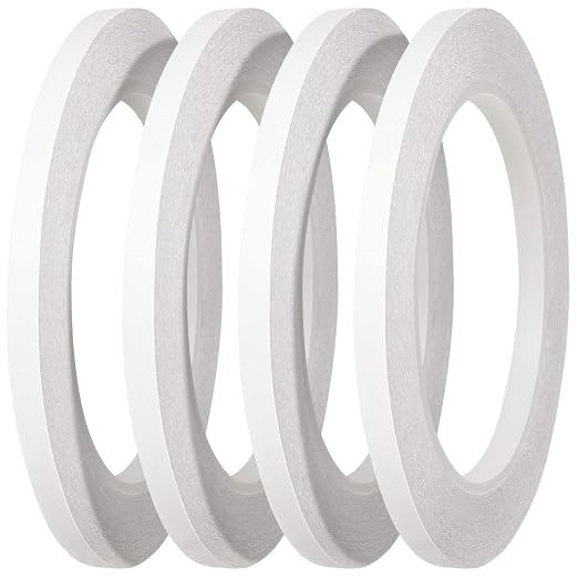 Thin Double Sided Tape for Craft,Card Making,Gift,Scrapbooking and Office School Stationery Supplies,Tear-by-Hand, Paper Backing (4Rolls,1/4 Inch x 32 Yards Per Roll)