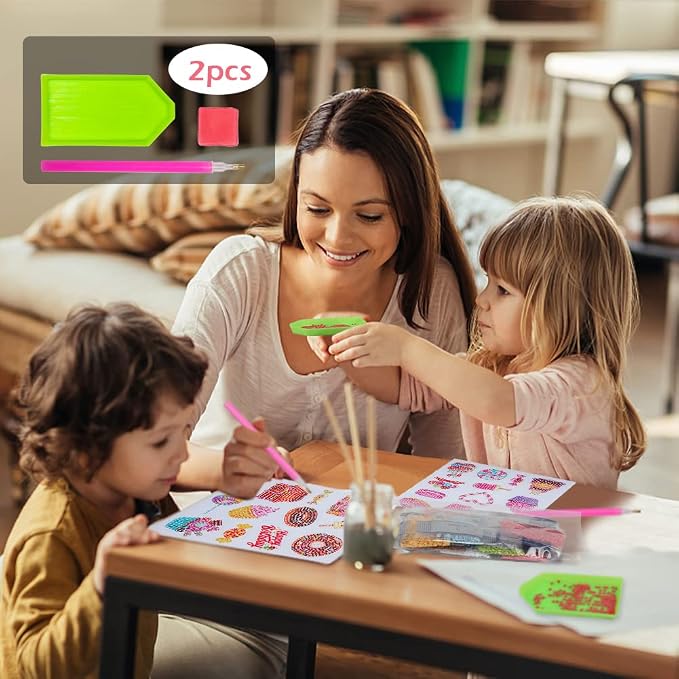Labeol Diamond Art Kits for Kids Boys and Girls Ages 6-8-10-12 Easy to DIY Creative Diamond Art Sticker Craft by Numbers Kits for Kids and Adult Beginners (Sweet)