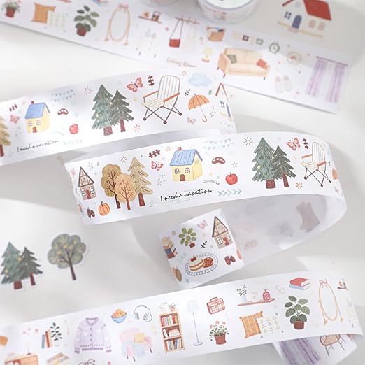 6 Rolls Home Daily Life Die-cut Washi Tape Stickers Decorative Washi Tape
