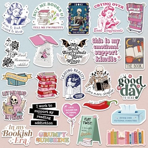 150 PCS Romance Book Stickers for Kindle, Holographic Bookish Sticker Pack Reading Glitter Vinyl Decals for Laptop Ebook Readers Water Bottles Journal Scrapbook Waterproof