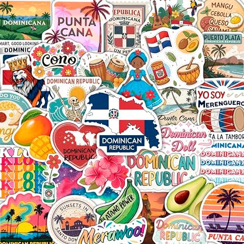 100Pcs Dominican Republic Stickers for Luggage, Water Bottle - Dominican Republic Gifts, Party Supplies & Decorations - Gift for Women & Men