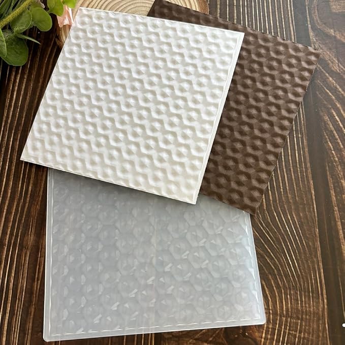 Honeycomb Hexagon Bubble 3D Embossing Folder, Geometric Waffle Texture Plastic Stencil for DIY Scrapbooking Card Making Paper Crafts