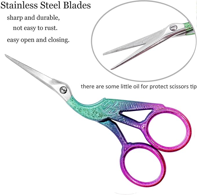 BIHRTC 4.5Inch Small Sewing Crochet Scissors Sharp Tip Stainless Steel | Scissors with Leather Cover for Threading Needlework Cutting Sewing Handcraft Craft Art Work