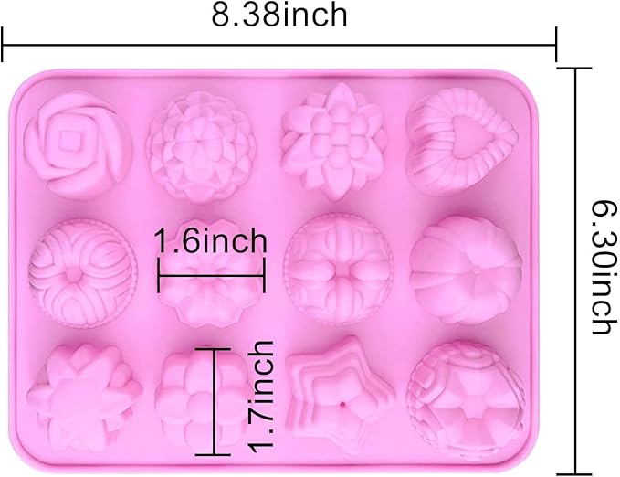 Silicone Soap Molds, different Cavities Soap Mold with Different Shapes, Perfect for Soap Making, Handmade Cake Chocolate Desserts Biscuit Pudding Teacake Jelly （3 Pack - Rose Flower）