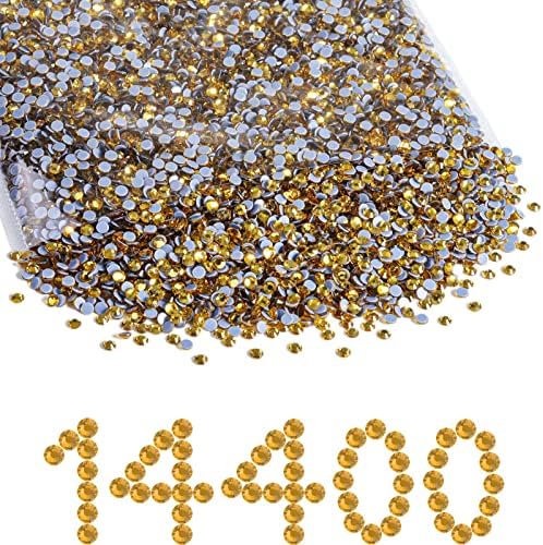 Beadsland Hotfix Rhinestones Bulk, Topaz, SS6, 14400pcs