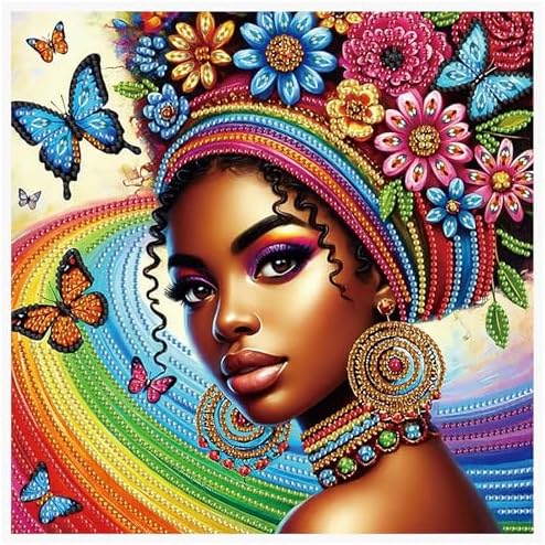 AiYuanzsh 5D Special Shaped Diamond Painting Kit - African American Woman Design, Unique Crystal Rhinestone Diamond Art Set for Beginners and Adults, Perfect for Home Wall Decor and Holiday Gifts