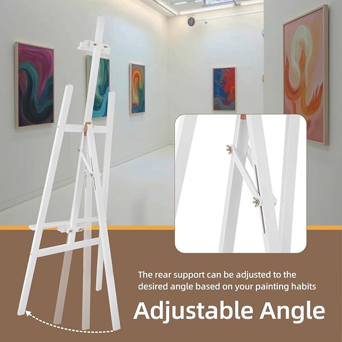 Falling in Art Adjustable Wooden Easel Stand for Painting&Display, White | Folding Art Easel for Display, Drawing, Wedding Sign and Poster, Suitable for Kids and Adults, Holds Up to 42"