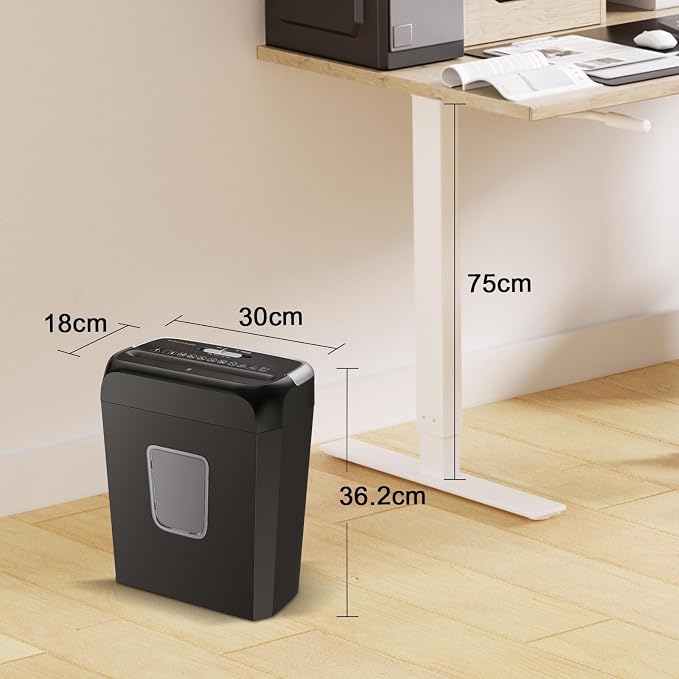 Bonsaii 5-6 Sheet Cross Cut Paper Shredder for Home use, 3.4 Gal Bin | P-4 Security Level, Shreds Credit Cards, Staples & Paper Clips, with Portable Handle, Small Shredder for Home Office