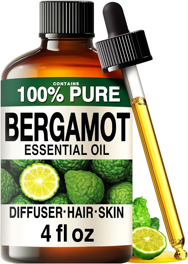 Kukka 100% Pure Bergamot Essential Oil for Skin, Diffuser, 4 Fl Oz | Italian Undiluted Citrus Oil for Diffuser, Aromatherapy, Scalp & Massage Blends, with Dropper