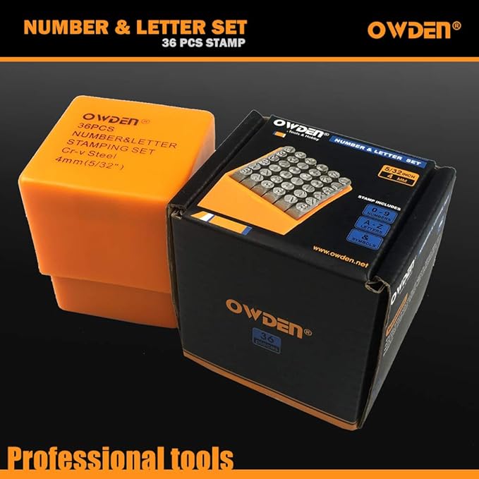 OWDEN 36Pcs. Steel Metal Stamping Kit,Heat-Treated Alloy Steel,(5/32”,4mm)
