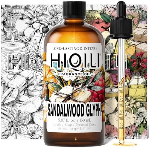 HIQILI Sandalwood Glyph Fragrance Oil for Candle & DIY Soap - 5.07 Fl Oz