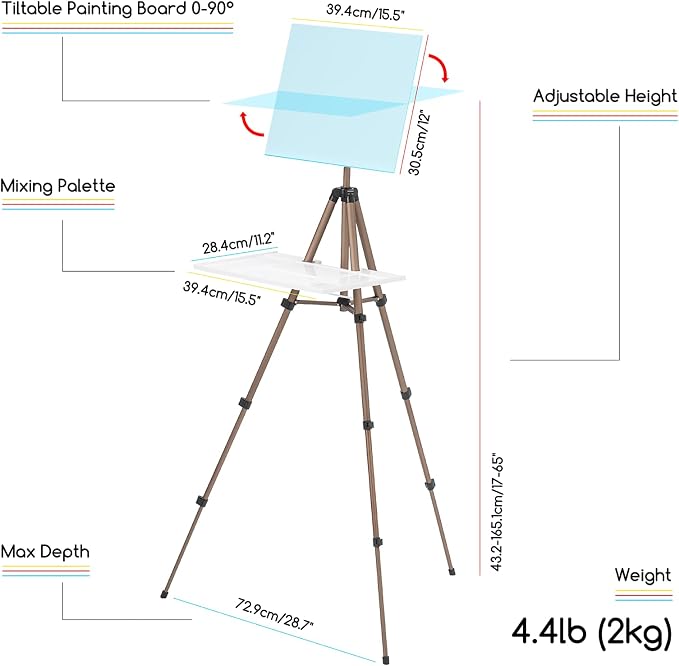 MEEDEN Plein Air Easel for Painting: Adjustable Travel Watercolor Tripod | Collapsible Portable Easel Stand for Artists Adults