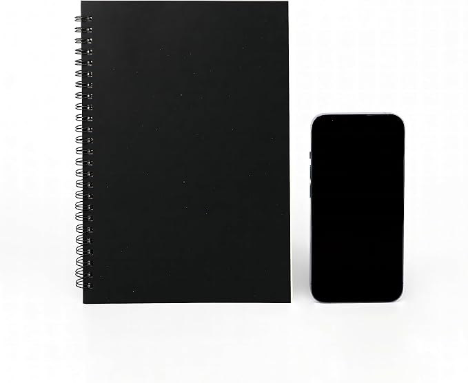 DSTELIN 9 inch x 6 inch, 100GSM, Blank Spiral Notebook, 2-Pack, Soft Cover, Sketch book, 160 Pages / 80 Sheets, (Black)