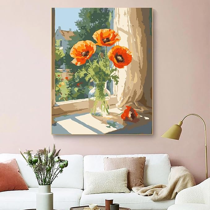 ZRIZQ Paint by Numbers Kit for Adults Beginner,Flowers,16x20