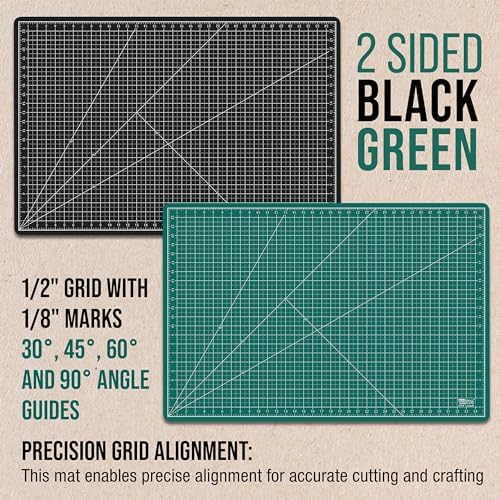 U.S. Art Supply 24"x36" Self-Healing Cutting Mat 5-Ply Green/Black