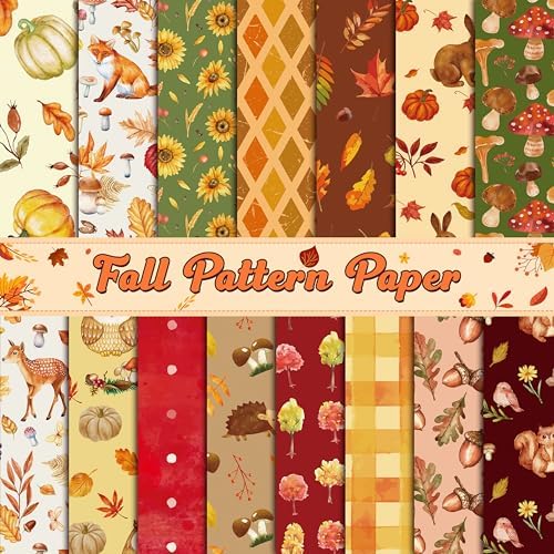 Haooryx Fall Watercolor Patterned Papers, 60 Sheets 11 Inch Animal Print