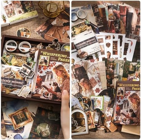 Scrapbook Supplies Kit, Cottagecore Aesthetic Junk Journal Scrapbook Kit