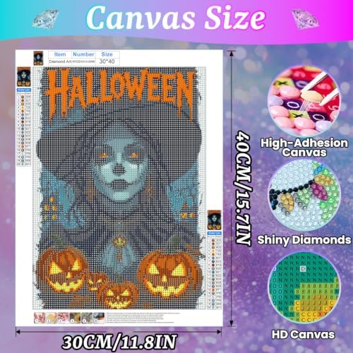 Halloween Diamond Art Kits for Adults,Witch Diamond Painting 12x16inch