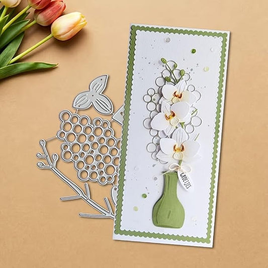 Lapoo Flowers Cutting Die for Scrapbooking - Durable Metal Cutting Die for DIY Scrapbook Photo Album Decorative Paper Card, Metal Card Making Supplies (Flowers in The Vase 4.3 x 4.3 in)