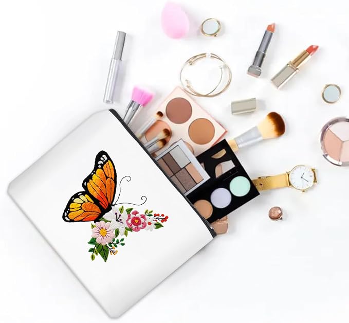 Louise Maelys Embroidery Kit, Butterfly Floral Canvas DIY Makeup Bag Craft