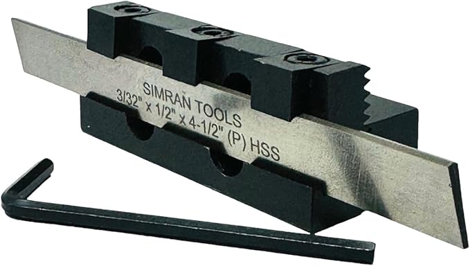 Adjustable Center Height T Type Parting Cut Off Tool Holder Shank 10 mm | M2 Grade HSS Blade, Size-3/32 x 1/2 x 4-1/2" for Metal Lathe Machines | Epoxy Black Finish for Rust Free