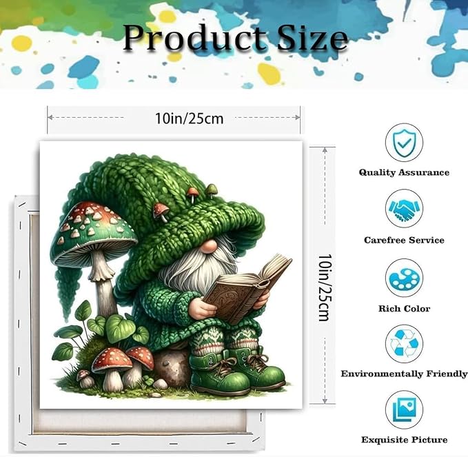 Paint by Numbers Kit for Adults,Gnome DIY Paint by Number With Frame | Paint by Number for Beginner,Adult Paint by Number,HD Color Canvas,DIY Tool Kits,Stress Relief Craft,Great Gift,10X10 inch