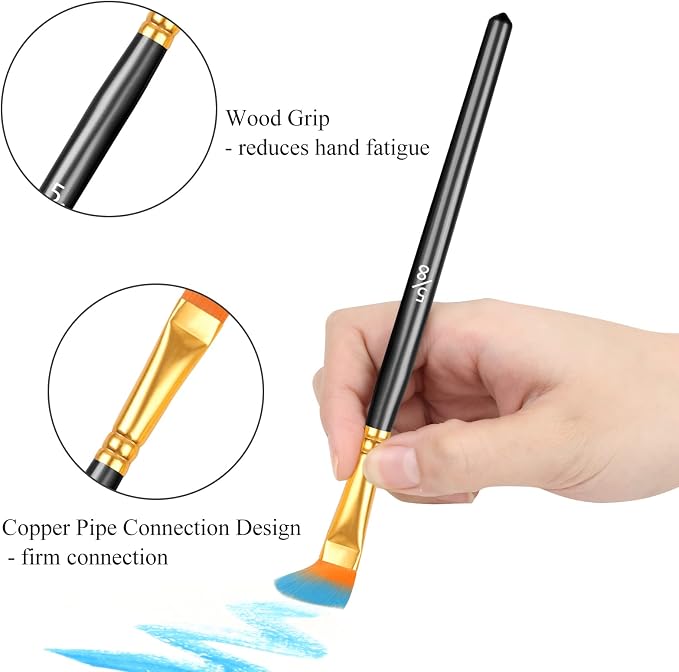 40 Pcs Paint Brushes, Acrylic Painting Brush Set, Watercolor Brushes, Acrylic Brushes for Oil Watercolor, Miniature Detailing, and Rock Painting
