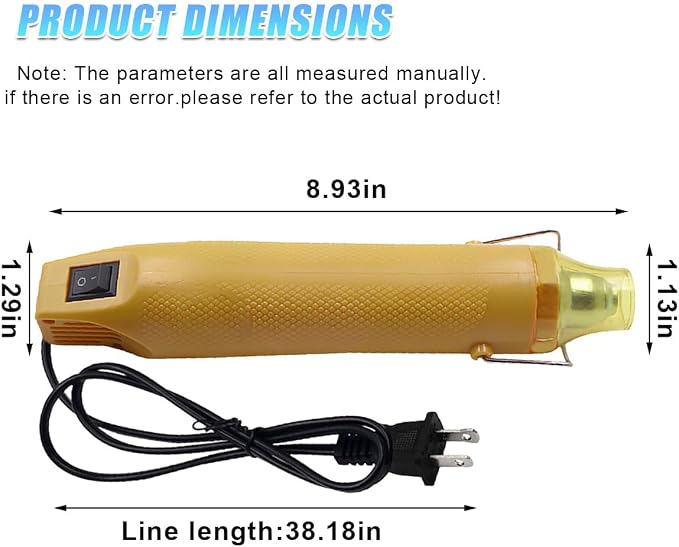 Mini Heat Gun - 220V 300W Portable Handheld Hot Air Gun Tool for DIY Craft Embossing - Electric Heating Tool with Stand & Power Cord for Car Vinyl Wrap/Shrink Wrapping PVC/Drying Paint(Gold)