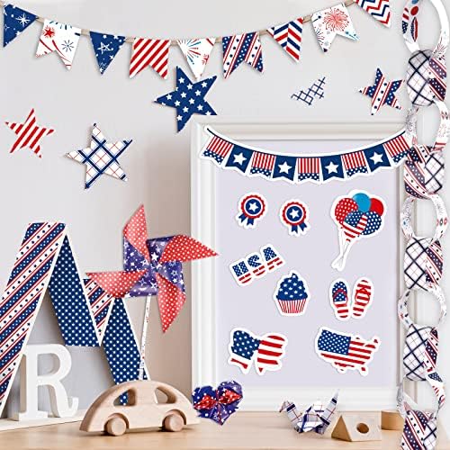Morcheiong 90 Sheets 4th of July Pattern Paper Set 10 Designs Decorative Paper Double-Sided Craft Origami Paper for Independence Day Scrapbooking Card Making Crafting , A5 Size