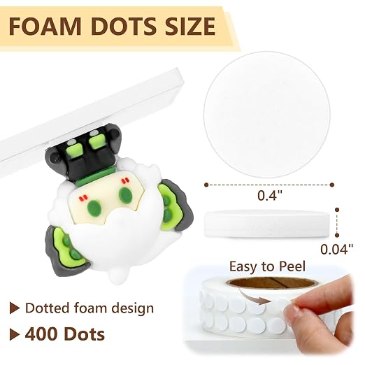 400 PCS 1mm Double Sided Foam Dots 0.4" Foam Round Dots 3D Foam Tape Craft Double Sided Dual Adhesive Foam Mounts Foam Pop Dots For Art Crafts Diy Handmade Scrapbook(White,0.4" Diameter,1mm Thick)