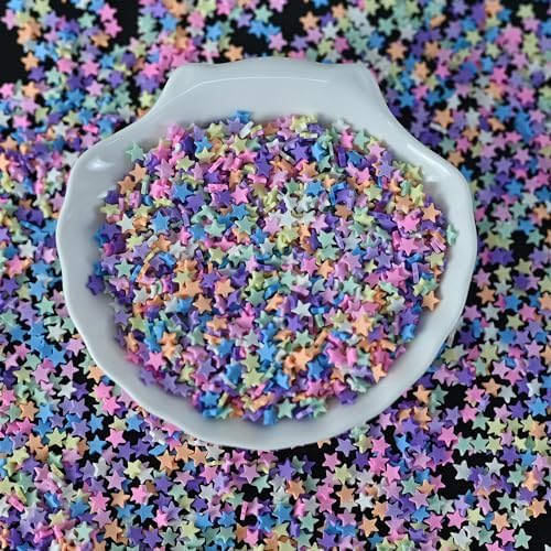 LIKETURE Fake Sprinkles 110g Polymer Clay Sprinkles Fake Candy Sprinkles Faux Sprinkles for Resin Slime Craft Plastic Sprinkles for Nail Art Phone Case DIY Shaker Card Filler (9-Color Stars-110G)
