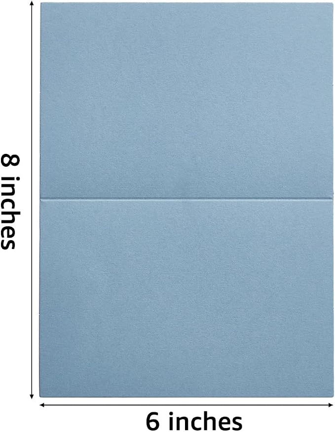 50 Pack Blank Folded Cardstock Cards, Dusty Blue, 4x6