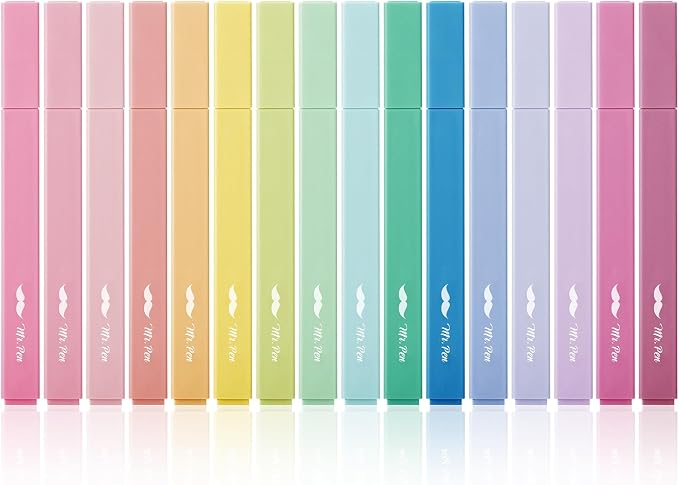 Mr. Pen- Aesthetic Highlighters No Bleed, 16 Pack, Assorted Colors | Chisel Tip, Cute Highlighters Assorted Colors for Journaling, Highlighting, Underlining, Fast Dry, Back to School Supplies