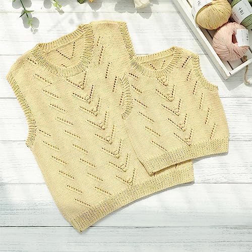 Fine Weight Knitted and Crocheted Cotton Yarn, 100% Long Staple Cotton Yarn, Baby Sports, 2 Packages of 100g/3.52oz (Per Skein 50g/162yards) - Cheese Yellow