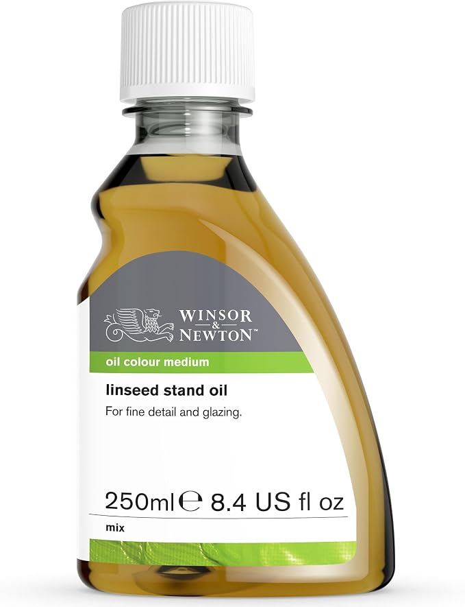 Winsor & Newton Linseed Stand Oil, 250ml (8.4-oz) Bottle | Pale Viscous Oil, Slows Drying, Smooth Enamel Finish, No Brush Marks, Excellent Leveling, Can Be Used for Glazing