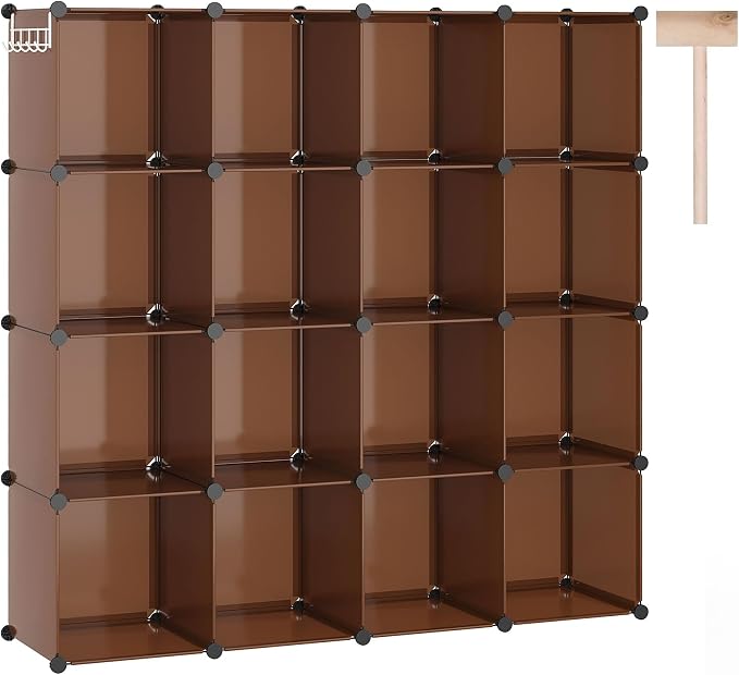 C&AHOME 16 Cube Storage Organizer Cube Shelves Units Storage Cubes, Brown