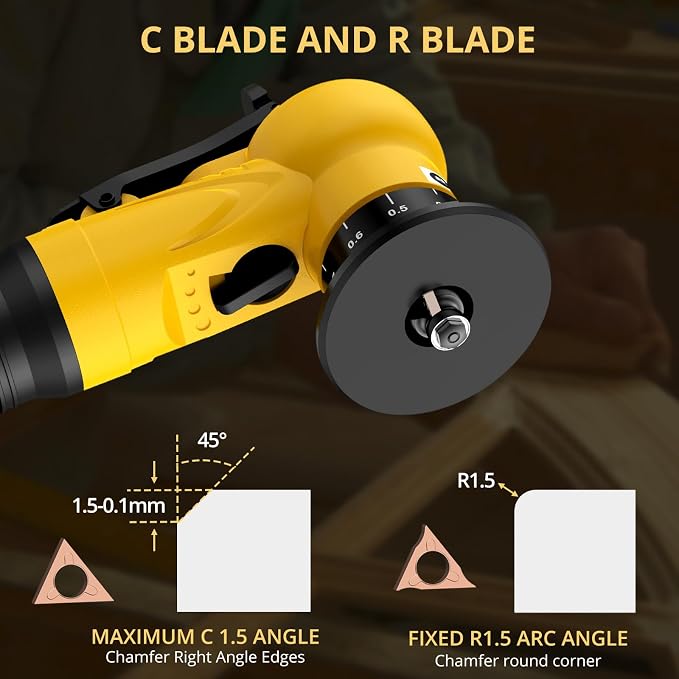 AMTOVL Pneumatic Chamfering Tool with 6 C-Angle & 6 R-Angle Blades