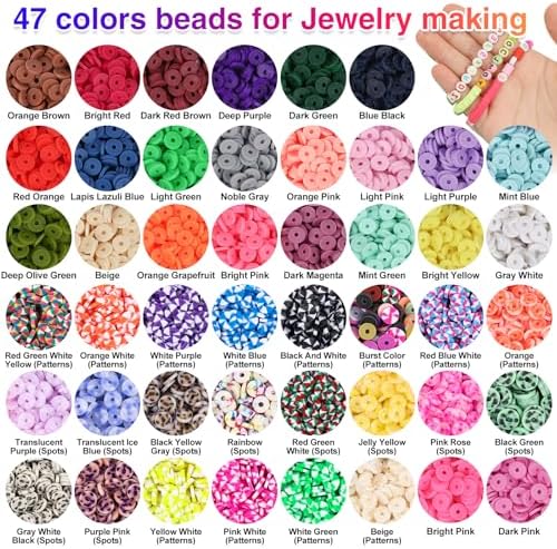 XSEINO 10000PCS Clay Beads Bracelet Making Kit,46Colors