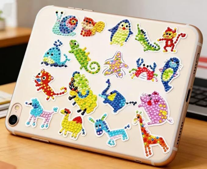 FONYANE Diamond Art Kits for Kids & Girls & Boys,Animal Stickers Jewelry Kits,Craft Kit for Kids Ages 4,5,6,7,8,9,10, Arts and Crafts Activity,Gem Art Kits Best Gifts for Grils Boy Birthday Party Toy