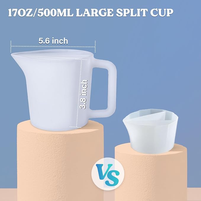 LET'S RESIN 17oz Silicone Split Cup with Handle, 5 Channels | Thick Reusable 500 ml Cup Has Five Channels and a Handle for Controlled Acrylic Paint Pouring and Resin Art