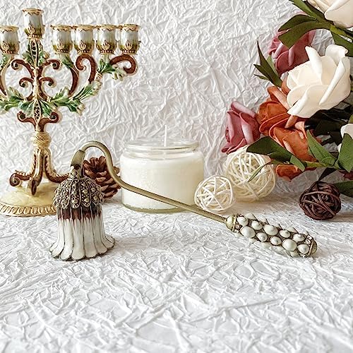 Candle Snuffer, Unique Candle Extinguisher Snuffer, Decorative Candle Extinguisher Metal Candle Tool (White Flower)
