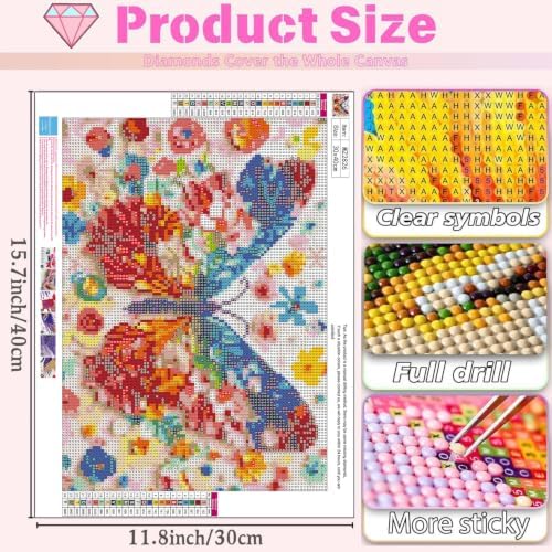 XUCNWL Diamond Art Kits for Adults,Colorful Butterflies Diamond Painting