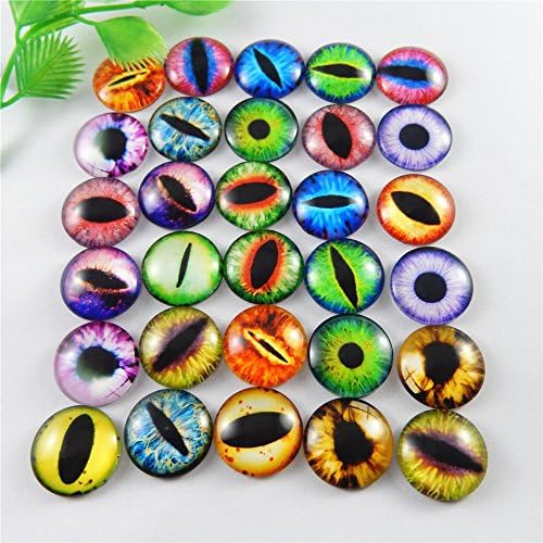 Julie Wang 18mm 40pcs Mixed Dragon Eyes Flatback Glass Cabochon Dome for Artworks Making Jewelry Settings Craft DIY Findings