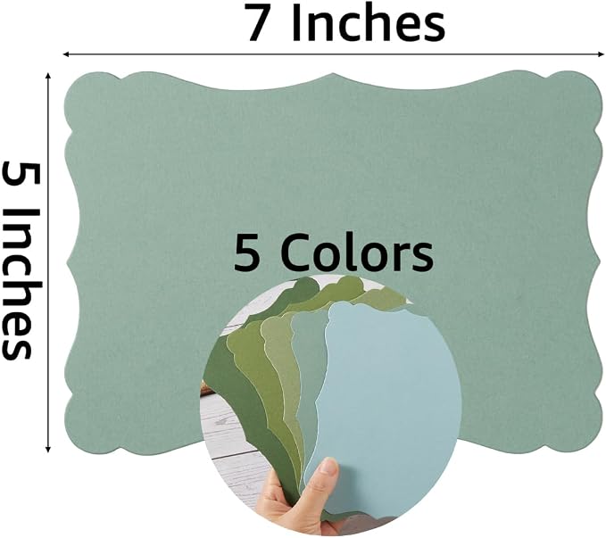 50 Pack Blank Kraft Greeting Cards, Green, 5 Colors, 5x7IN