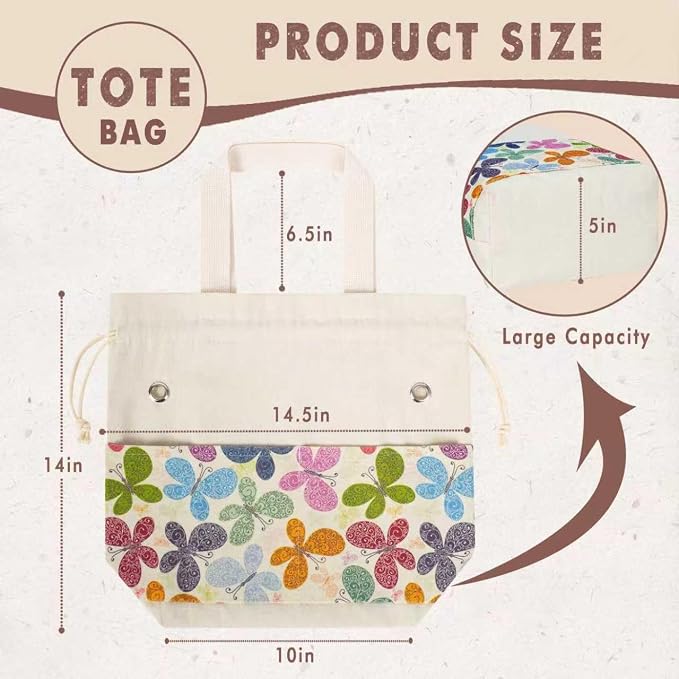 TOGETRUE Yarn Bag, Knitting Crochet Tote Bag, Yarn Storage Bags Organizer, Crochet bags for Crocheting Project, Store Skein Ball, Short Knitting Needle (Large, Butterfly)