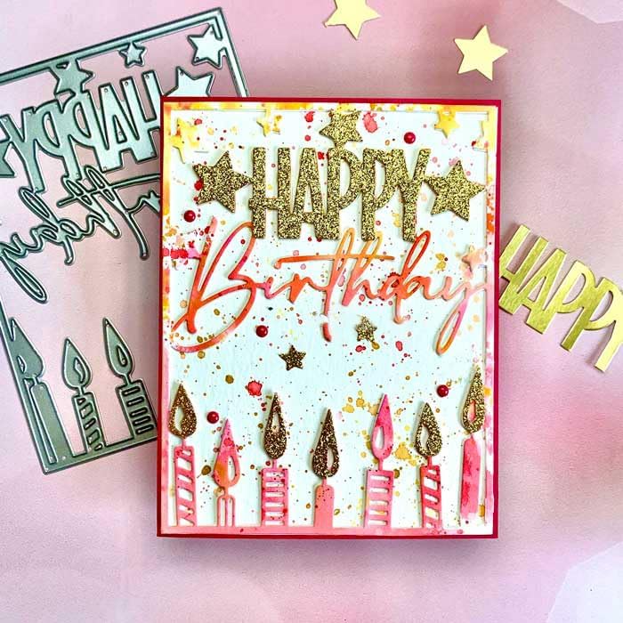 Lapoo Words Cutting Die for Scrapbooking - Durable, Cut Stencils for DIY Scrapbook Photo Album Decorative Paper Card, Card Making Supplies Party Wedding Decorations (Happy Birthday 5.5 x 4.3 in)