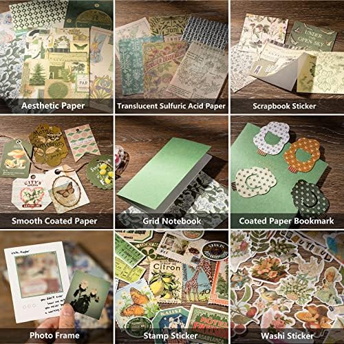 JOYCHOIC Vintage Junk Journal Supplies Aesthetic Journaling Kit, Scrapbook Papers Stickers Large Collection for Bullet Scrapbooking Materials, Planner DIY Arts Craft Collage, Adults