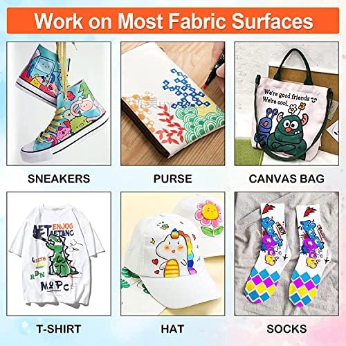 Shuttle Art Fabric Markers, 40 Colors Dual Tip Fabric Marker Pens Permanent No Bleed Pens for T-Shirts Sneakers, Non-Toxic & Child Safe Permanent Shirt Pens for Adult Painting Writing