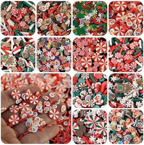 LIKETURE Fake Sprinkles 180g Fake Christmas Sprinkles Non-edible Craft Sprinkles Faux Sprinkles for Crafts Plastic Sprinkle Decoration Slime Sprinkles Slime Add Ins Shaker Card Filler (12 Bottles)