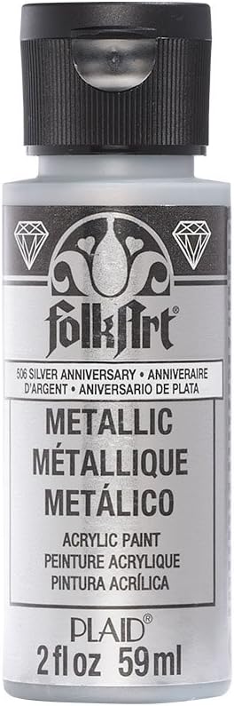 FolkArt Metallic Acrylic Paint in Assorted Colors (2-Ounce), 506 Silver Anniversary